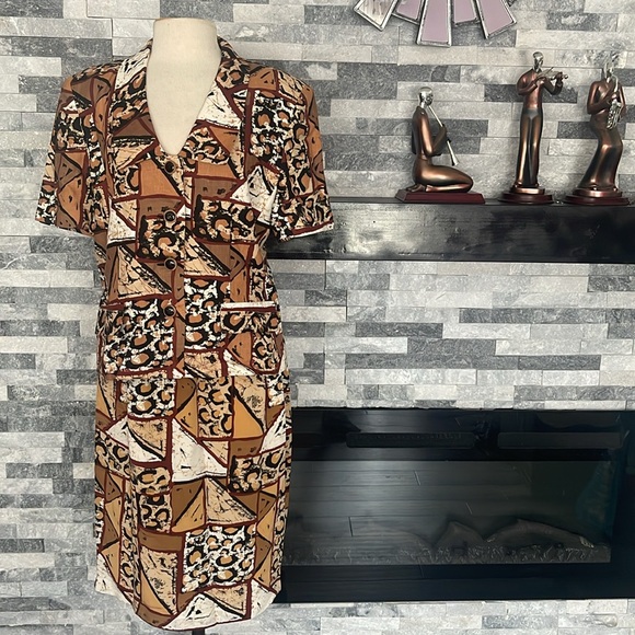 Rickie Freeman for Teri Jon Linen/ Silk Brown Blazer &Skirt Set Size 12 - Picture 1 of 11